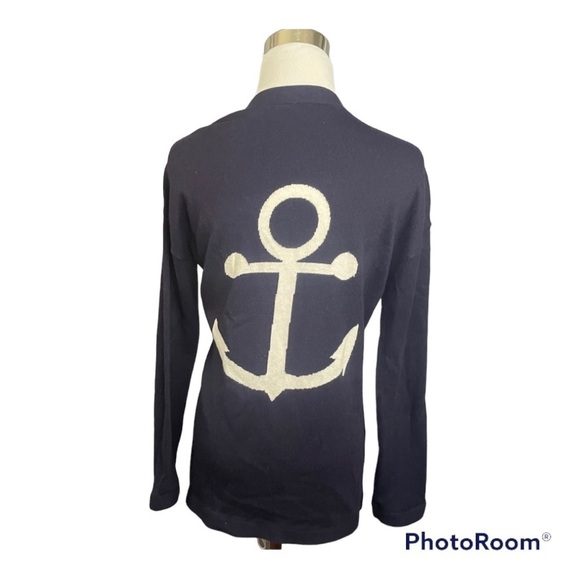 ⛵️ Talbots long sleeve blue anchor cardigan size Small petite with pockets - Picture 1 of 6